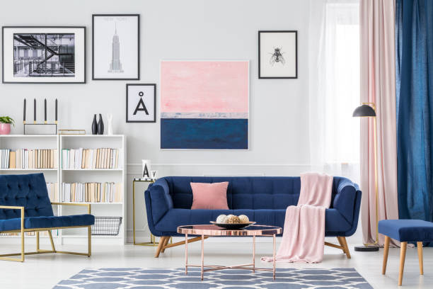 istock White and blue living room 957956442
