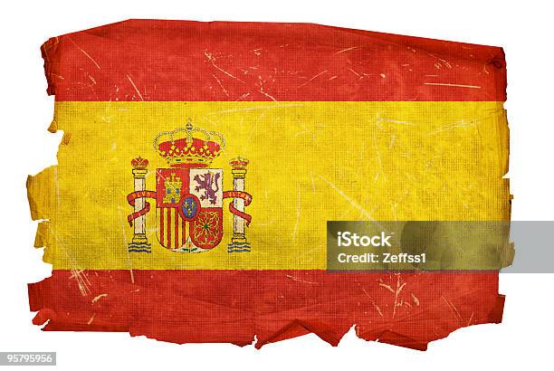 Spanien Flagge Alt Isoliert Auf Weißem Hintergrund Stockfoto und mehr Bilder von Alt