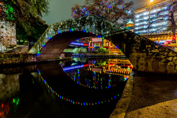 istock The River Walk with Bridge at San Antonio, Texas, at Night. 957961432