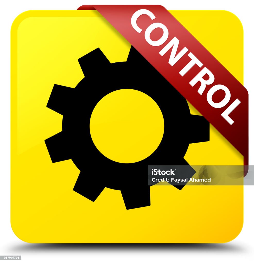 Yellow Control Control Yellow Square Button Red Ribbon In Corner Stock Illustration ...
