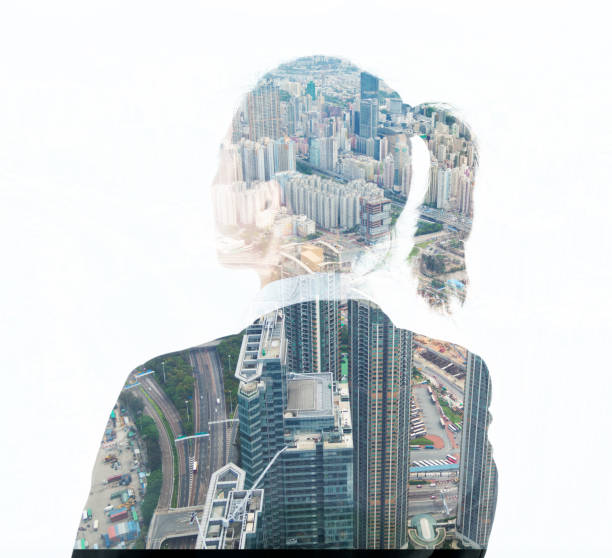 istock Multi exposure of businesswoman's back 957990684