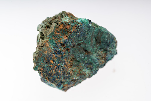 azurite mineral on white background studio shot