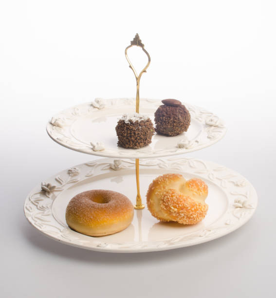 istock tray or serving tray with dessert on background 957996296