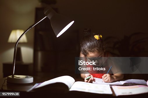 istock Girl doing homework at home 957999438