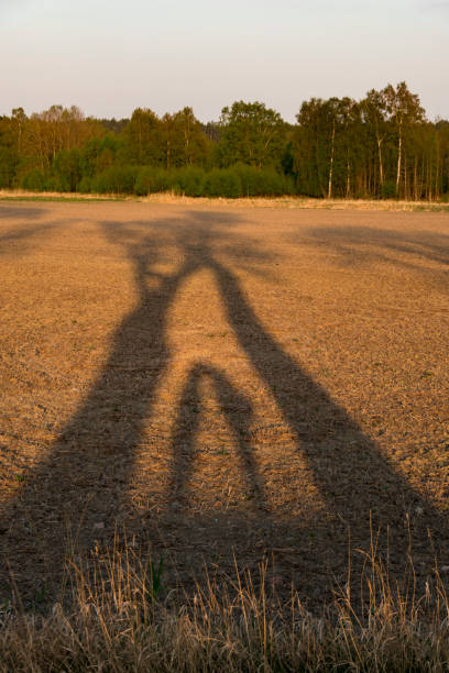 Ostra Ryds, Sweden May 11, 2018 Country road. Shadow of couple kissing.