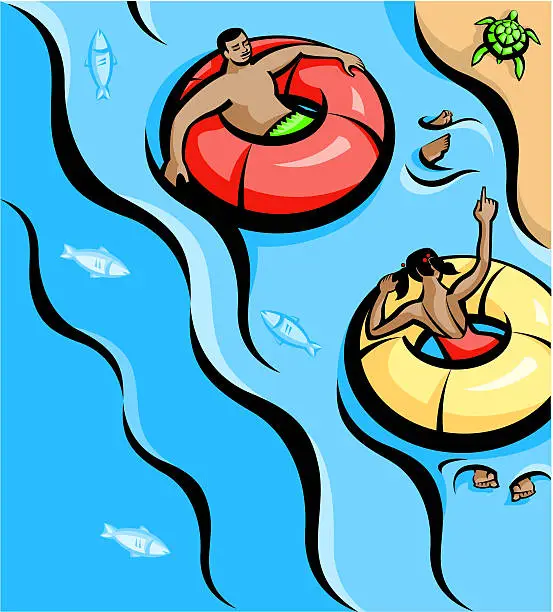 Vector illustration of Tubing with Dad