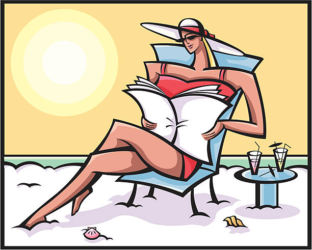 일광욕 여자 - beach sand drink drink umbrella stock illustrations