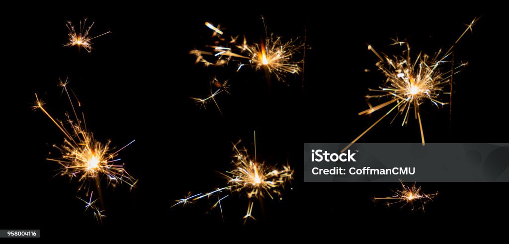 gunpowder sparking after burn . light from gunpowder sparking after burn Sparks Stock Photo