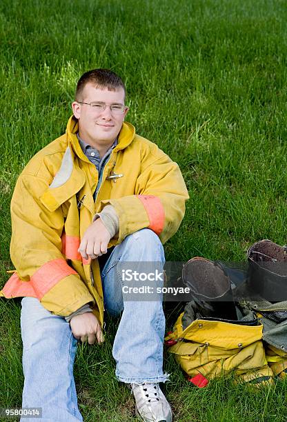 Young Fireman Stock Photo - Download Image Now - Adult, Adults Only, Boot