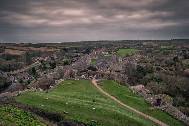 istock View looking down from the ruins of Corfe Castle in Dorset, UK 958004844