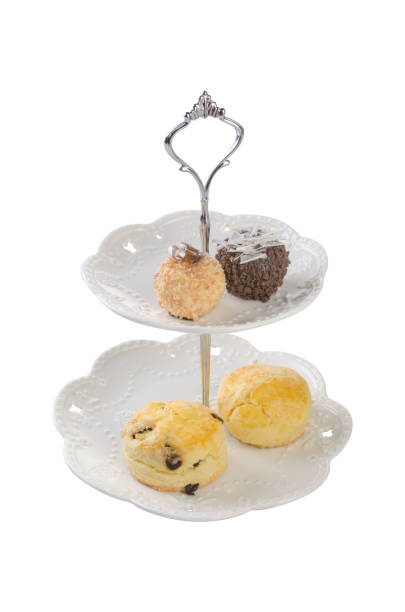 istock tray or serving tray with dessert on background 958009070