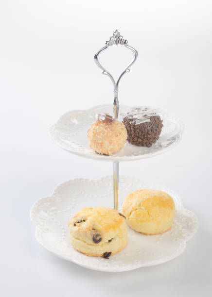 istock tray or serving tray with dessert on background 958009082