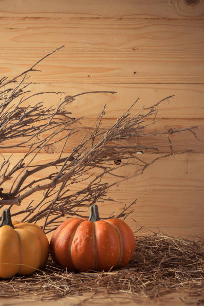 istock Halloween pumpkin on wood table. 958022060