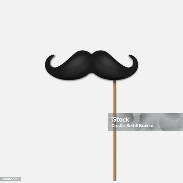 Hair Mustaches On Stick Icon On White Background Vector Illustration Stock Illustration - Download Image Now