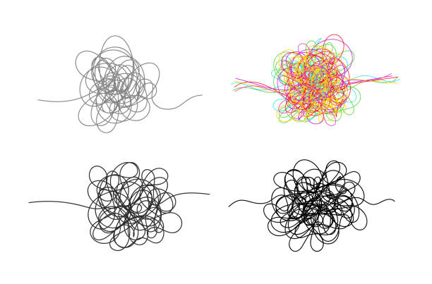 stockillustraties, clipart, cartoons en iconen met set hand getrokken scrawl schets. vrije-stijltekenen. zwart-wit en kleur abstracte scribbles, doodles chaos. vectorillustratie. geïsoleerd op witte achtergrond - smeerboel