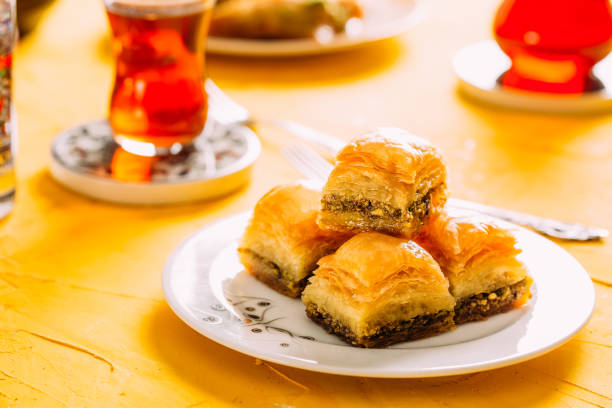 istock Traditional Baklava on Colorful Background 958031294