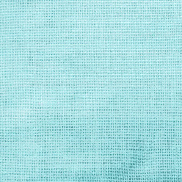istock Hessian sack cloth texture canvas fabric pattern background in light pastel cyan blue  color 958038540