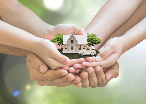 home loan, car insurance, family assurance protection, and private property legacy planning concept - sustainable life imagens e fotografias de stock