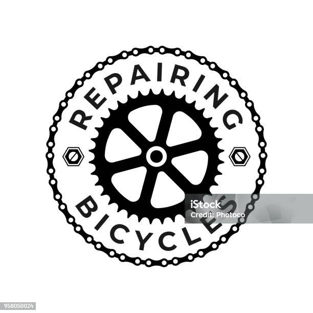 Repairing Bicycles Badge Stock Illustration - Download Image Now - Bicycle, Cycling, Motorcycle