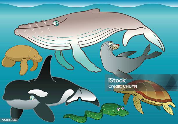 Mar Fauna Ii - Arte vetorial de stock e mais imagens de Animal - Animal, Azul, Azul Turquesa