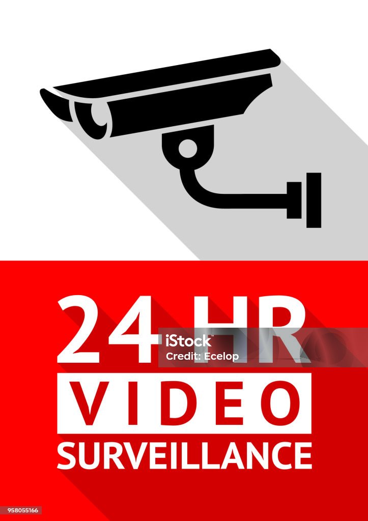Video surveillance sticker Video surveillance sticker, vector illustration for print Poster stock vector