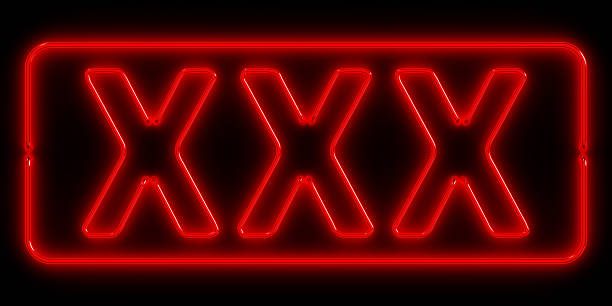 Neon signboard: XXX Neon signboard: XXX. 3D render. Isolated on black sleaze stock pictures, royalty-free photos & images