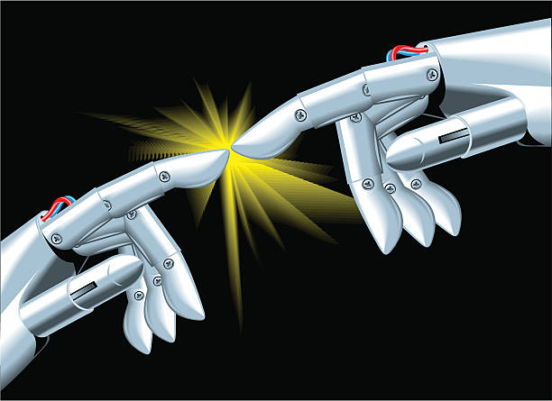 touch of robots vector art illustration