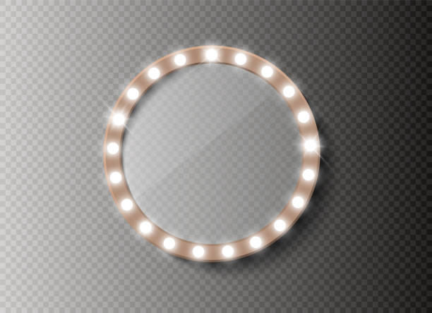 Makeup mirror isolated with gold lights. Vector illustration Makeup mirror isolated with gold lights. Vector illustration. backstage mirror stock illustrations