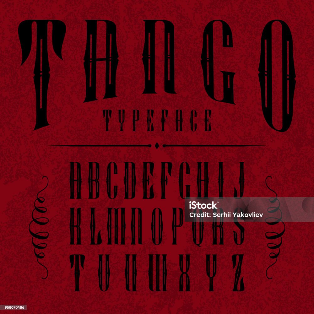 Tango Label Tango Label Typeface Stock Illustration - Download Image Now - Alphabet ...