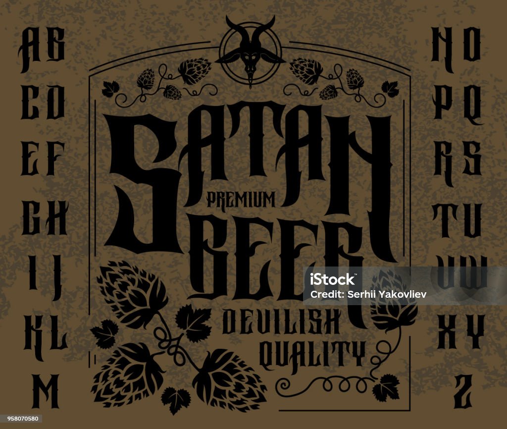 Satanic Hops Satan Beer Label Design Stock Illustration - Download Image Now - Beer ...