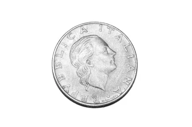 200 italian lira coin isolated on white background