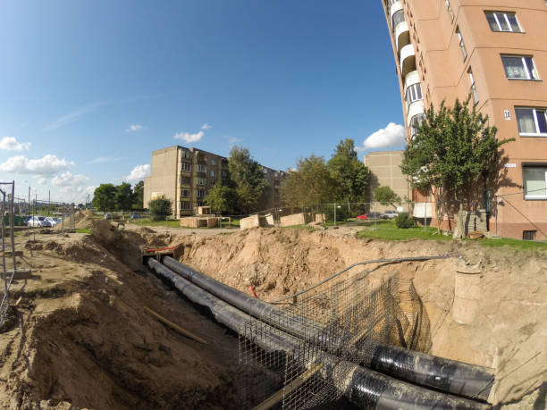istock Central heating system renovation works in Kaunas, Lithuania 958078654