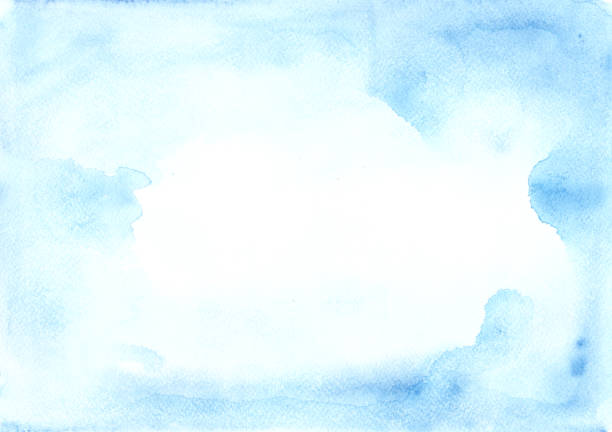 istock Universal watercolor blue frame with stains of paint on a white paper texture. Ideal for text, layouts, banners and advertising. 958083378