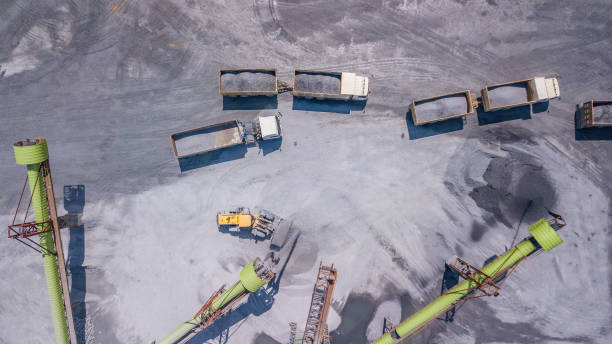 istock Aerial view  Quarry Industrial crusher rock stone crushing machine 958086694