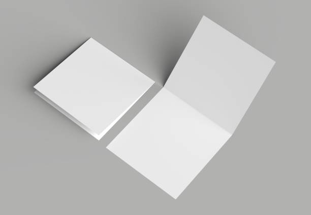 istock Bi fold square brochure or invitation mock up isolated on gray background. 958090752