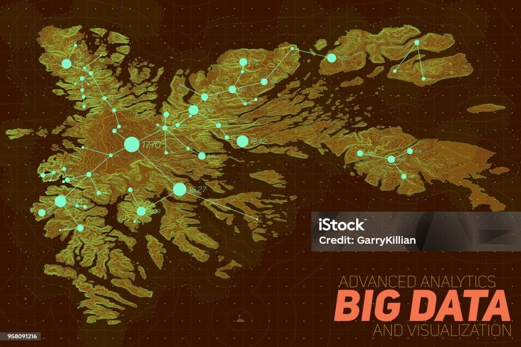 Topographical Map Visualization Terrain Big Data Visualization Futuristic Map Infographic Complex ...