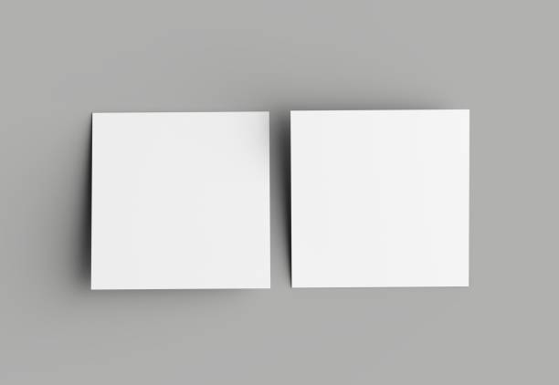 istock Bi fold square brochure or invitation mock up isolated on gray background. 958091252