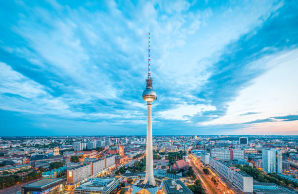 istock Berlin skyline panorama with famous TV tower at Alexanderplatz at night, Germany 958092248