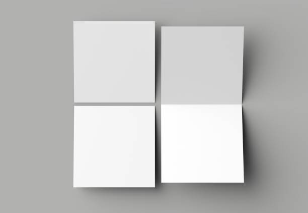 istock Bi fold square brochure or invitation mock up isolated on gray background. 958092592