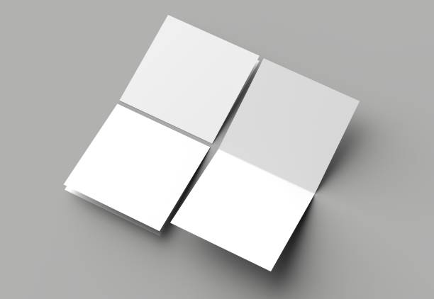 istock Bi fold square brochure or invitation mock up isolated on gray background. 958092852