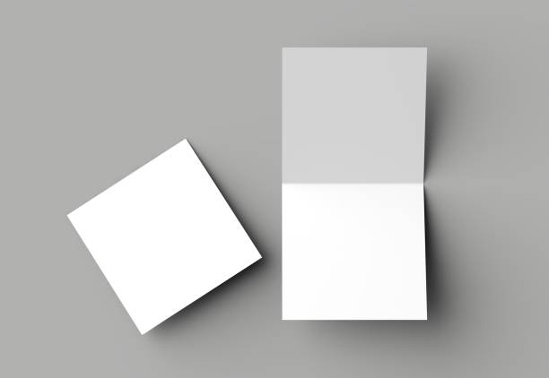 istock Bi fold square brochure or invitation mock up isolated on gray background. 958095212