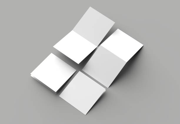 istock Bi fold square brochure or invitation mock up isolated on gray background. 958096016