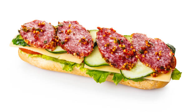 istock sandwich with salami, cheese and vegetables 958096608