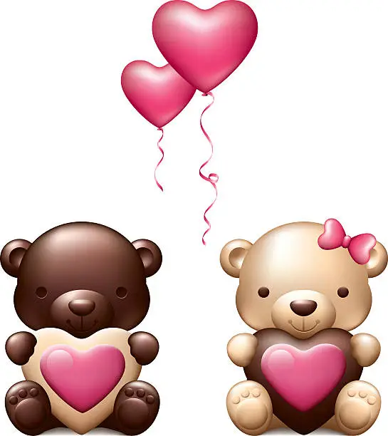 Vector illustration of Teddy bear with heart