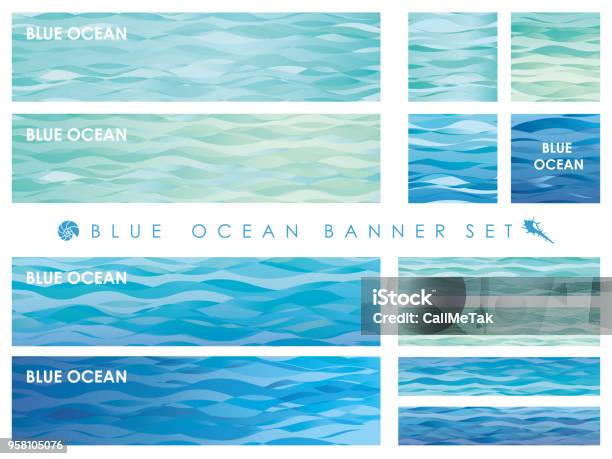 Set Of Assorted Banners With Wave Patterns Stock Illustration - Download Image Now - Water, Sea, Wave - Water