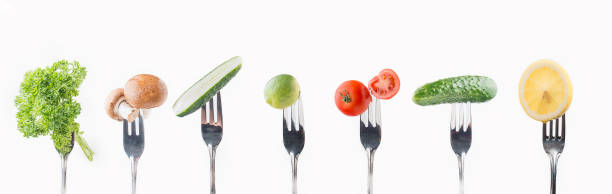 istock Vegetables and fruits on white background. 958109940