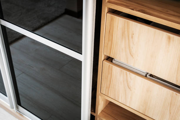 istock Wardrobe with sliding doors and drawers drawer 958113988