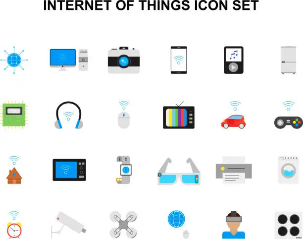 Vector illustration of Заголовок: Color icons set. Internet of Things pack. Vector illustration