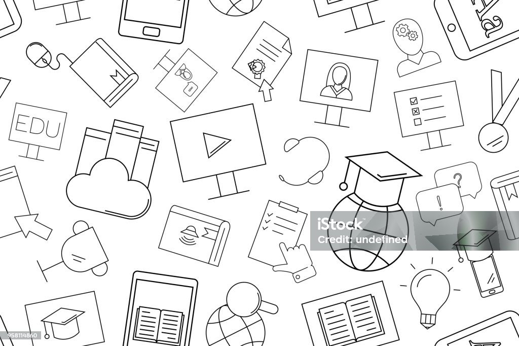 Background Elearning Vector Vector Elearning Pattern Elearning Seamless Background Stock ...