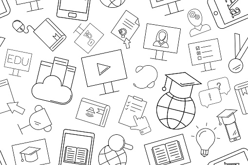 Vector Elearning Pattern Elearning Seamless Background Stock ...